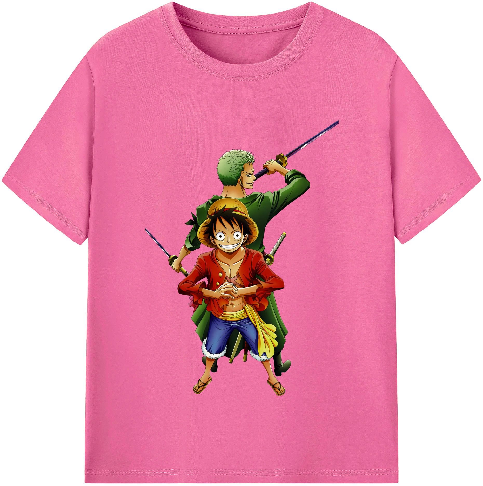 ワンピース モンキー・D・ルフィ ONE PIECE Monkey D. Luffy レディースカジュアルプリントTシャツ（綿100％）